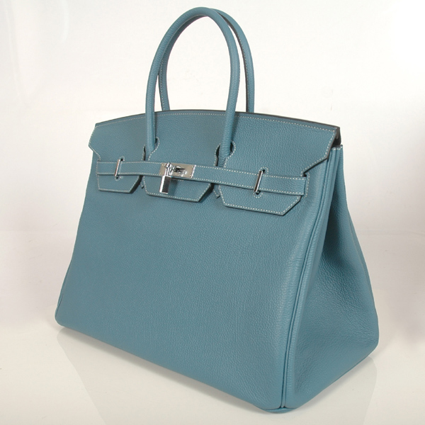 Hermes Birkin togo leather 40CM togo in Medium Blue with Silver hardware