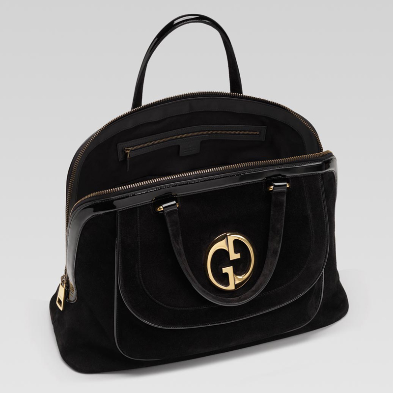 'gucci 1973' large top handle bag with oval GG orn