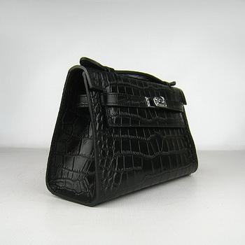 Hermes Kelly 22CM Black Crocodile Stripe