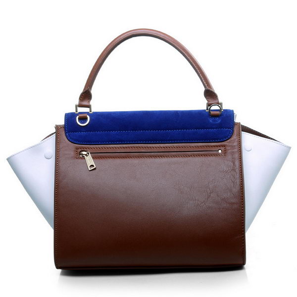 Celine Trapeze Bags Original Calf&Suede Leather Brown&Blue&White