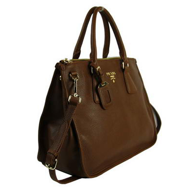 Prada City Original Leather Tote Bag BN2161B Brown