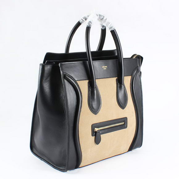 Celine Luggage Bags Jumbo in Suede Black Apricot