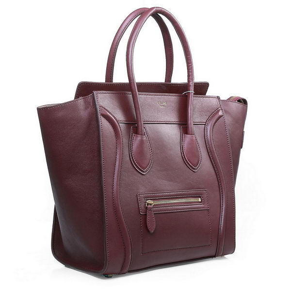 Celine Luggage Mini Boston Bags All Leather Wine