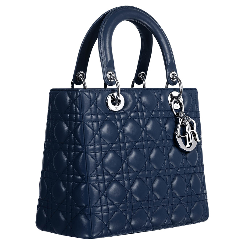 Navy leather  Lady Dior  bag