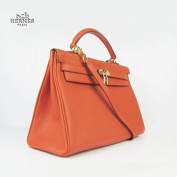 Hermes Kelly 35cm Togo Leather Bag Orange 6308 Gold Hardware