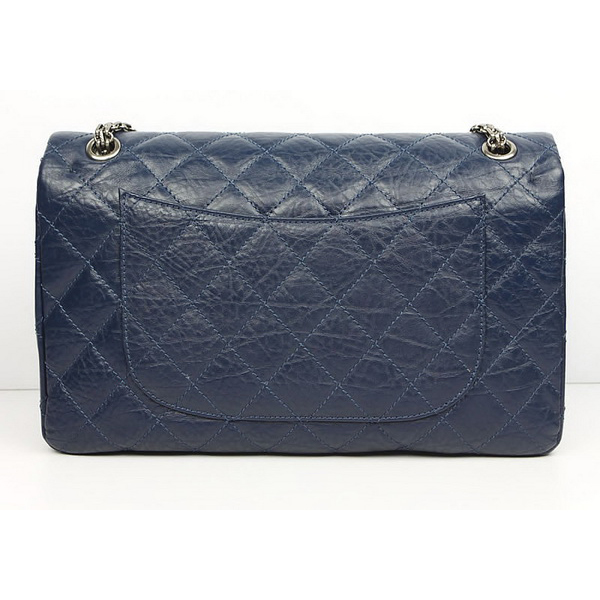 Chanel Flap Bag Quilted Navy-Blue Leather with Silver Chain