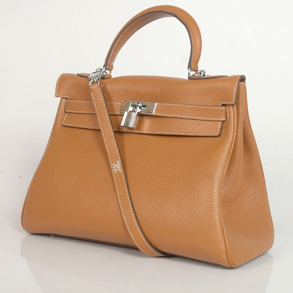 Hermes Kelly 32CM clemence leather in Camel with Silver hardware