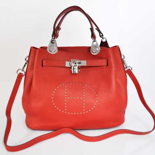 Hermes Mini so kelly bag in Flame with Silver hardware