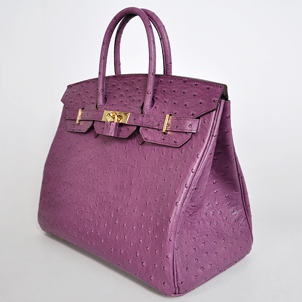 Hermes Birkin 35CM Purple Ostrich stripes leather(Gold)