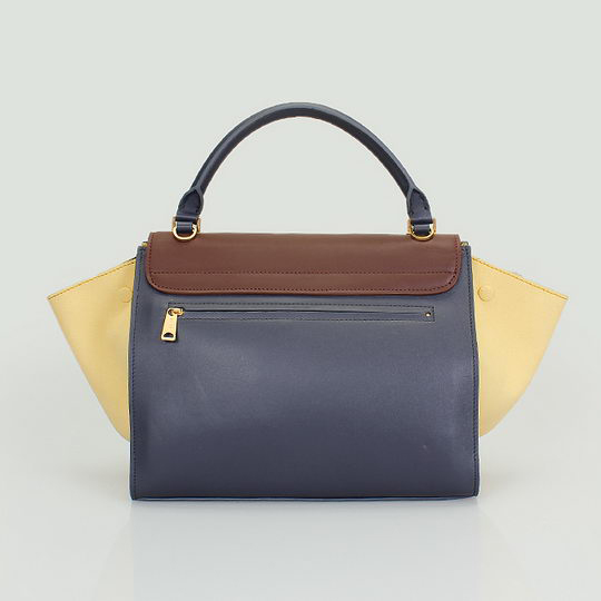 Celine Trapeze Bags Calfskin&Suede Brown&Blue&Apircot