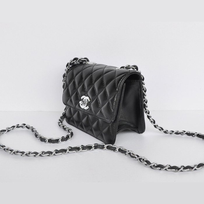 Chanel Classic Micro Flap Bag 1118 Black Sheepskin Silver Hardware