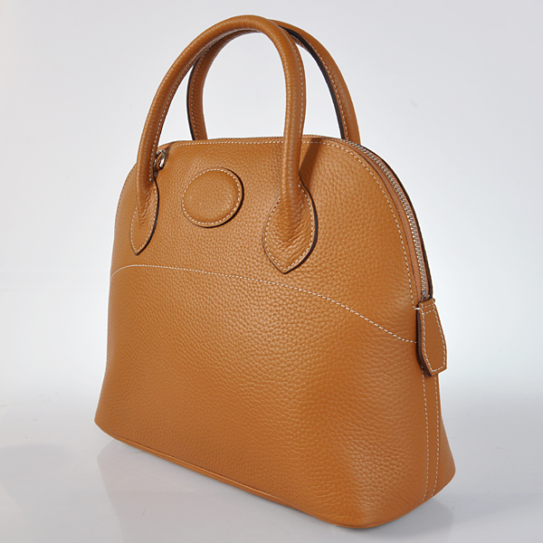 Hermes Bolide Togo Leather Tote Bag in Camel with Silver hardware