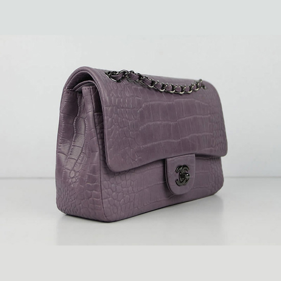 Chanel Fall Winter 2012 Croc Veins Leather Flap Bag A01112 Purple