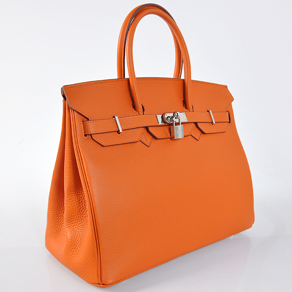 Hermes Birkin 35CM clemence leather in Orange with Silver hardware