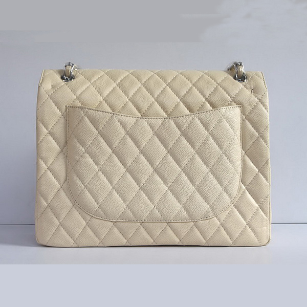 Chanel Flap Bag Quilted Beige Caviar with Silver Chain 1116