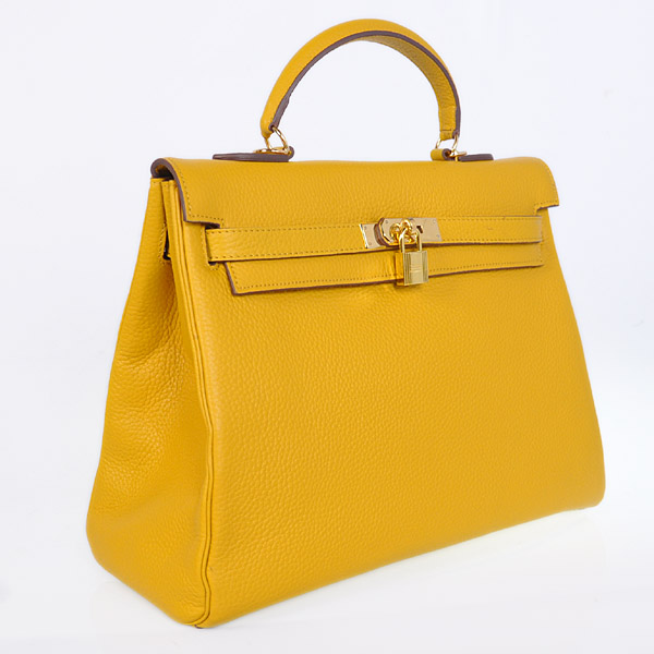 Hermes kelly 35CM Yellow clemence leather(Gold)