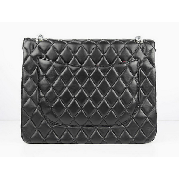 Chanel Flap Bag Quilted Black Lambskin with Silver Chain 1116