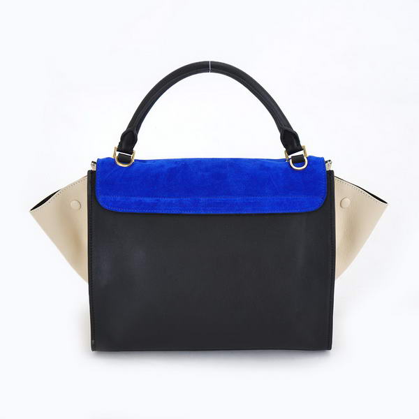 Celine Trapeze Bags Suede with Calfskin 88037 Blue Black