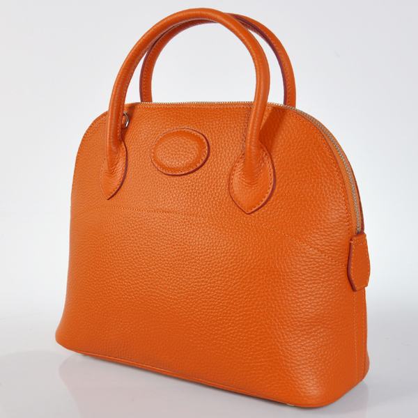 Hermes Bolide Togo Leather Tote Bag in Orange with Silver hardware