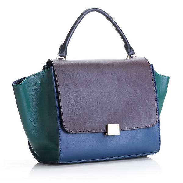 Newest 2012 Celine Trapeze Bags Original Leather 3342 Royalblue Brown Green