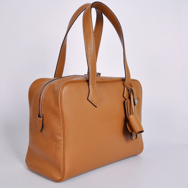 Hermes Victoria Bag clemence leather in Camel with Silver hardware