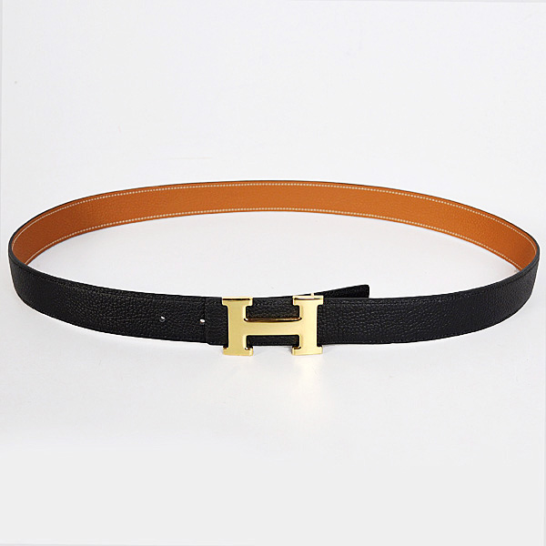 Hermes belt leather in Black/Camel with H Gold Buckle