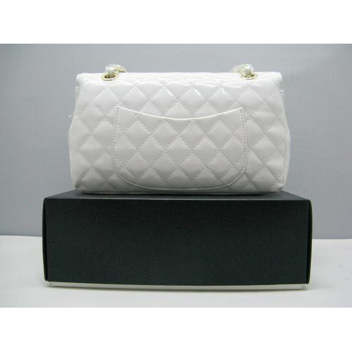 Chanel patent leather White Flap bag with Gold chain