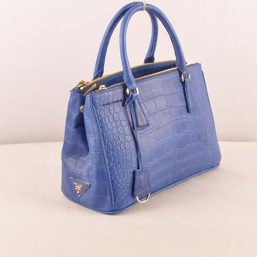 Prada Small Croco Leather Tote Bag SkyBlue