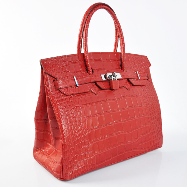 Hermes Birkin 35CM Crocodile stripes leather in Flame with Silver hardware