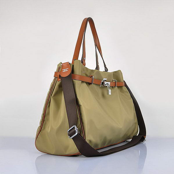 Hermes 2012 Waterproof Fabric Shoulder Bag Apricot