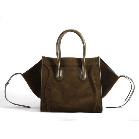 Celine Luggage Phantom Square Bags in Suede Khaki