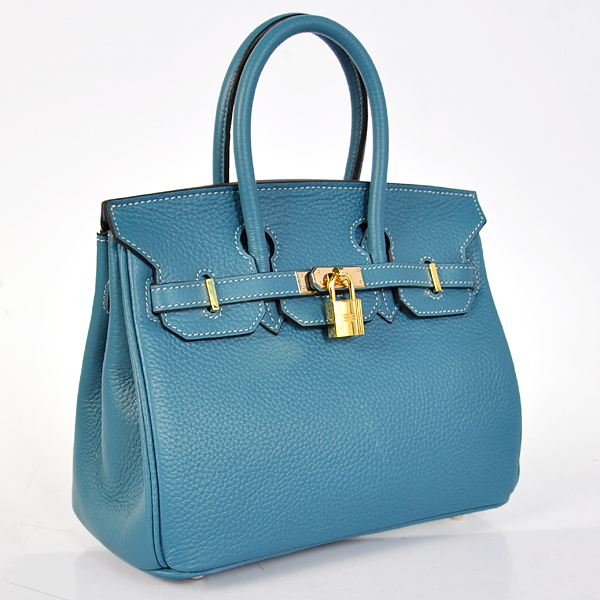 Hermes Birkin 25CM clemence leather in Medium Blue with Gold hardware