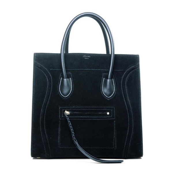 Celine Luggage Phantom Original Suede Leather Bags Black