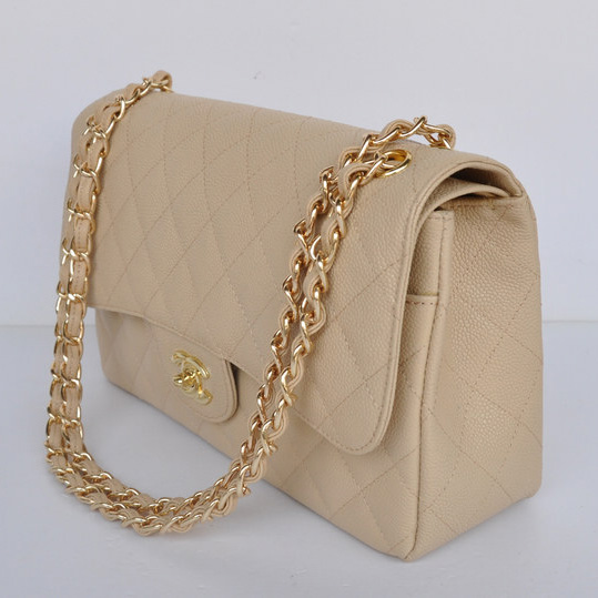 Chanel Jumbo Quilted Classic Cannage Patterns Flap Bag A58600 Apricot Gold