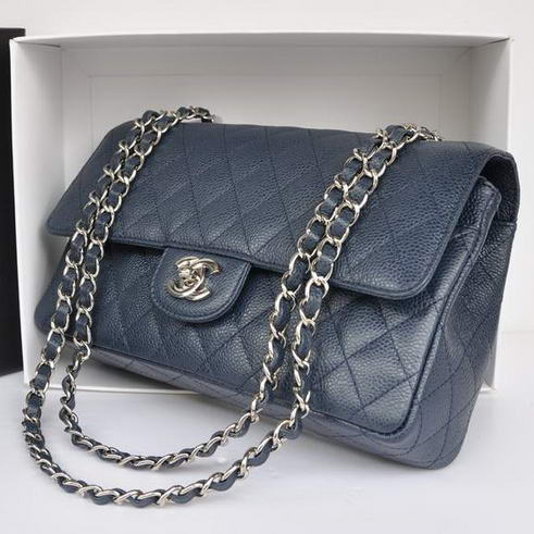 Chanel A1112 Flap Bag Original Cannage Leather Blue