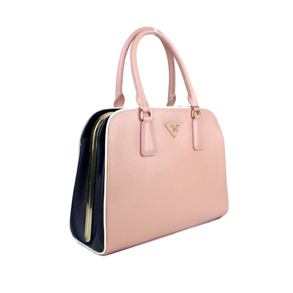 Prada Saffiano Leather Tote Bag 21267 Pink&Royalblue