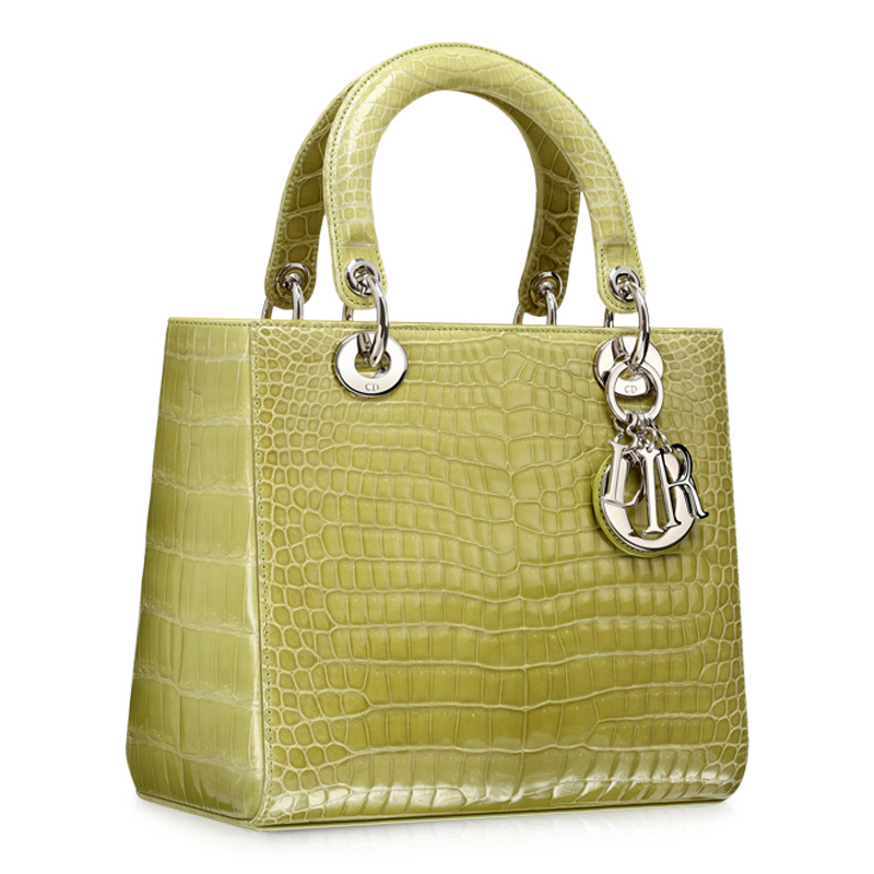 Green crocodile 'Lady Dior' bag