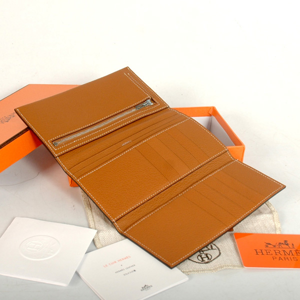 Hermes 3 flod original leather wallet in Camel