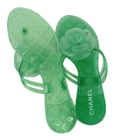 Chanel Camellia Casual Slipper green