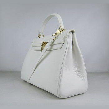 Hermes Kelly Handbags 32CM White(gold)