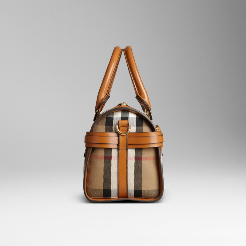 CHECK LEATHER BOWLING BAG