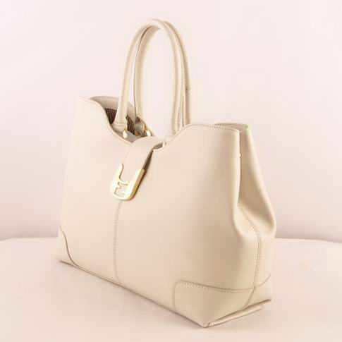 Fendi 2jours Saffiiano Leather Tote Bag 2546 White