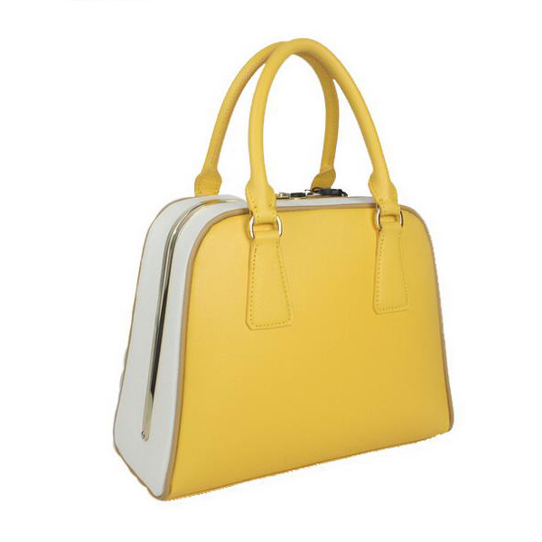 Prada Saffiano Leather Small Tote Bag BL0809 Yellow