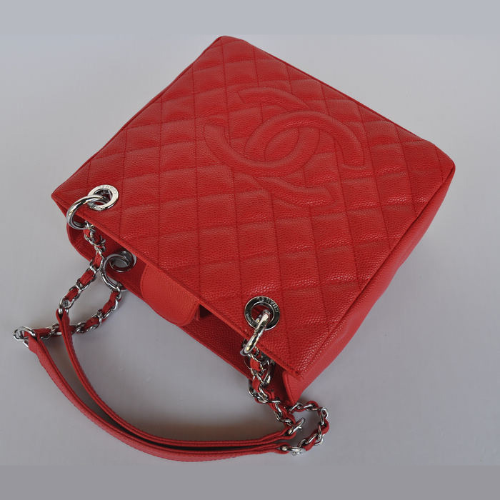 Chanel A50994 Red Medium Shopping Bags Silver Hardware