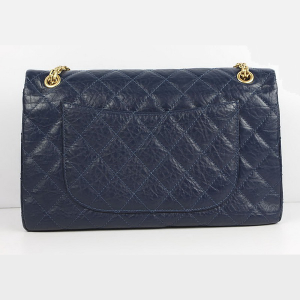 Chanel Flap Bag Quilted Navy-Blue Leather with Gold Chain 48102