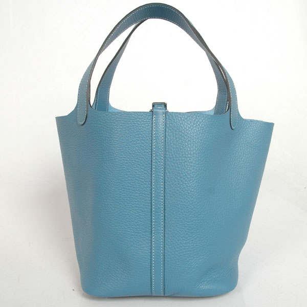 Hermes picotan MM Bag clemence leather in Medium Blue