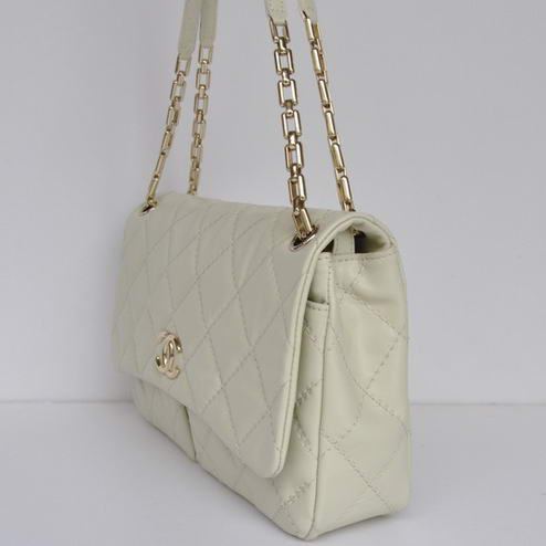 Chanel A50362 Offwhite Sheepskin Leather Flap Bag