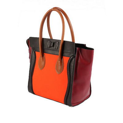 Celine Luggage Medium Handbags Orange Black Maroon Brown Handle