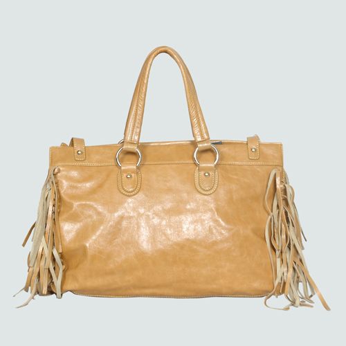 Miu Miu Shiny Leather Tassel Tote Bags 90265 Wheat