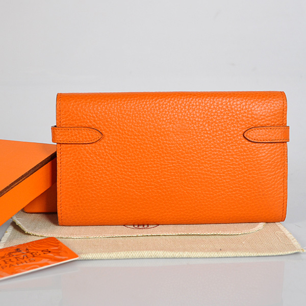 Hermes Kelly Wallet clemence leather in Orange